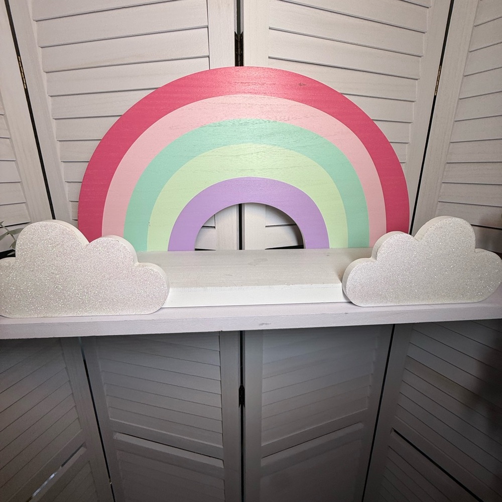 Rainbow and Clouds Decorative Shelf